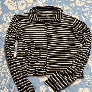 Hollister Black and White Striped crop top